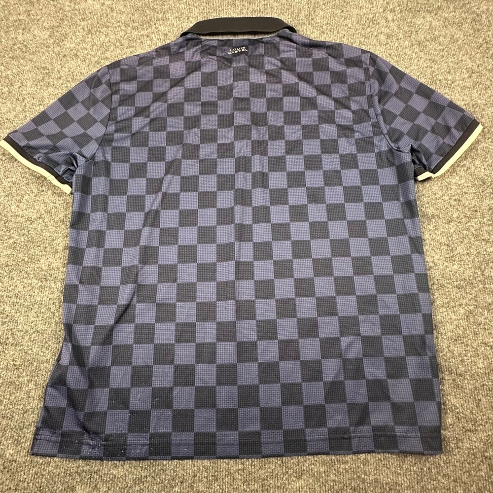 Louis Castel Mens Checkered Polo Shirt Navy Blue Short Sleeve Golf Size 110 XL - Picture 6 of 6